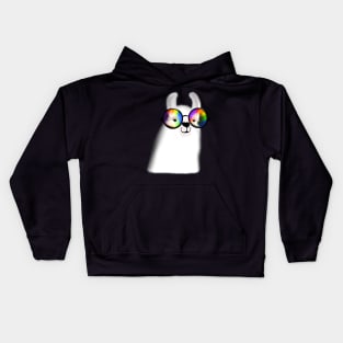 Llama with rainbow glasses Kids Hoodie